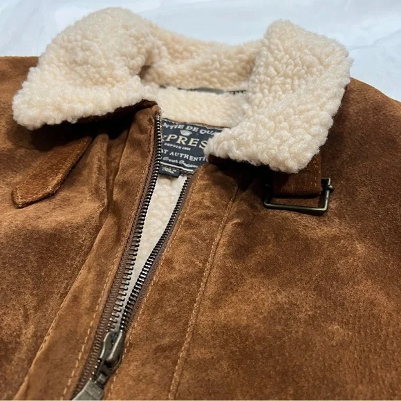Express Brown Suede Leather Sherpa Vest Small - Picture 4 of 11